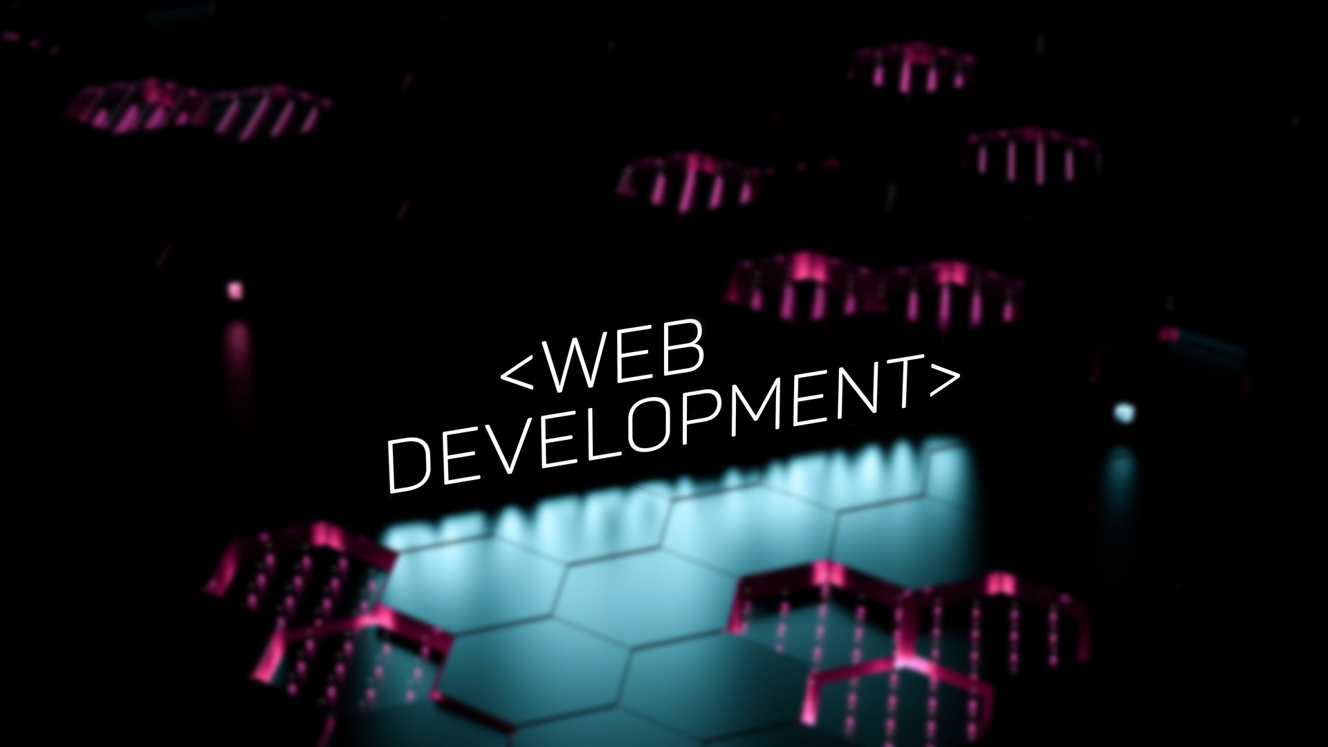 WEB DEVELOPMENT text, glowing neon word on digital blurred background. Web Development education,skill,technology concept,wallpaper.3D render